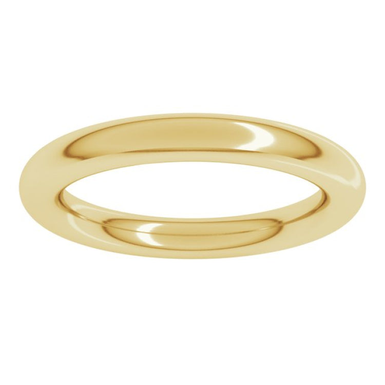 14K Yellow Gold 3 mm Comfort-Fit Full Round Band Size 3.5