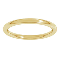 18K Yellow Gold 2 mm Comfort-Fit Full Round Band Size 4.5