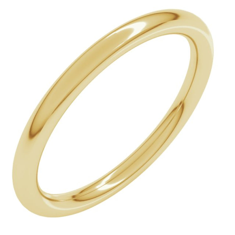 14K Yellow Gold 2 mm Comfort-Fit Full Round Band Size 5.5