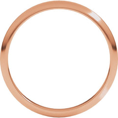 14K Rose Gold 2 mm Half Round Band Size 8.5