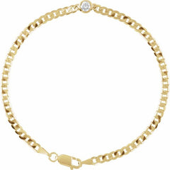 14K Yellow Gold 1/4 CT Natural Diamond Link 7" Bracelet
