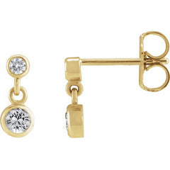 14K Yellow Gold Natural White Sapphire & .05 CTW Natural Diamond Two-Stone Earrings