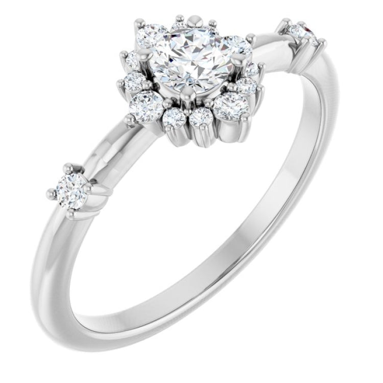 14K White Gold 3/8 CTW Lab-Grown Diamond Halo-Style Ring