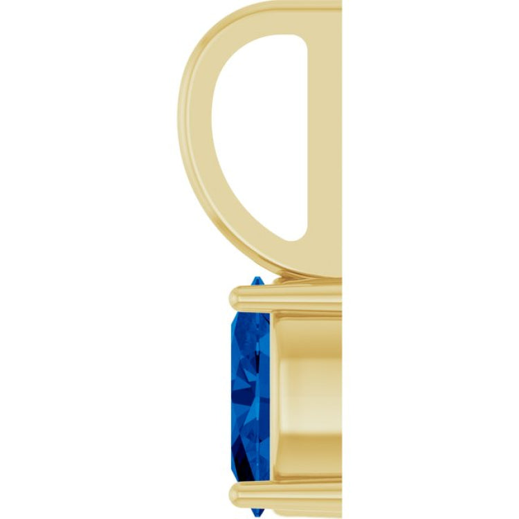 14K Yellow Gold 6x4 mm Lab-Grown Blue Sapphire Charm/Pendant