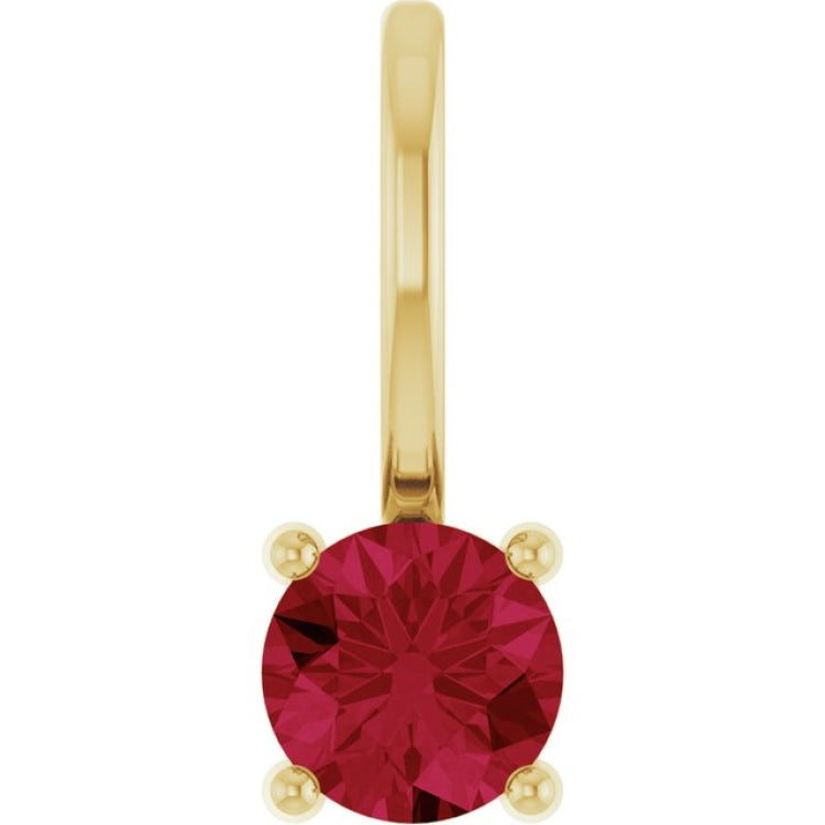 14K Yellow Gold Lab-Grown Ruby Solitaire Charm/Pendant