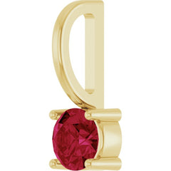 14K Yellow Gold Lab-Grown Ruby Solitaire Charm/Pendant