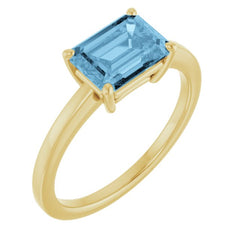 14K Yellow Gold Natural Sky Blue Topaz Ring