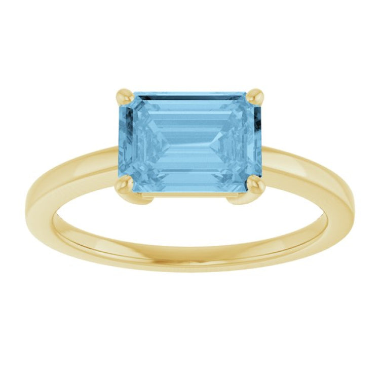 14K Yellow Gold Natural Sky Blue Topaz Ring
