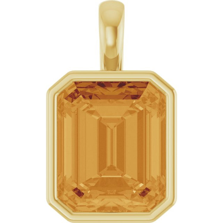 14K Yellow Gold Natural Citrine Pendant