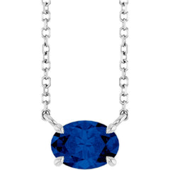 14K White Gold Lab-Grown Blue Sapphire 18" Necklace