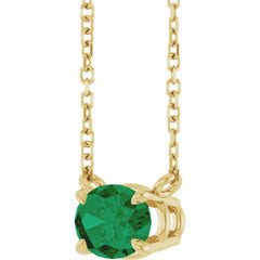 14K Yellow Gold Lab-Grown Emerald 18" Necklace