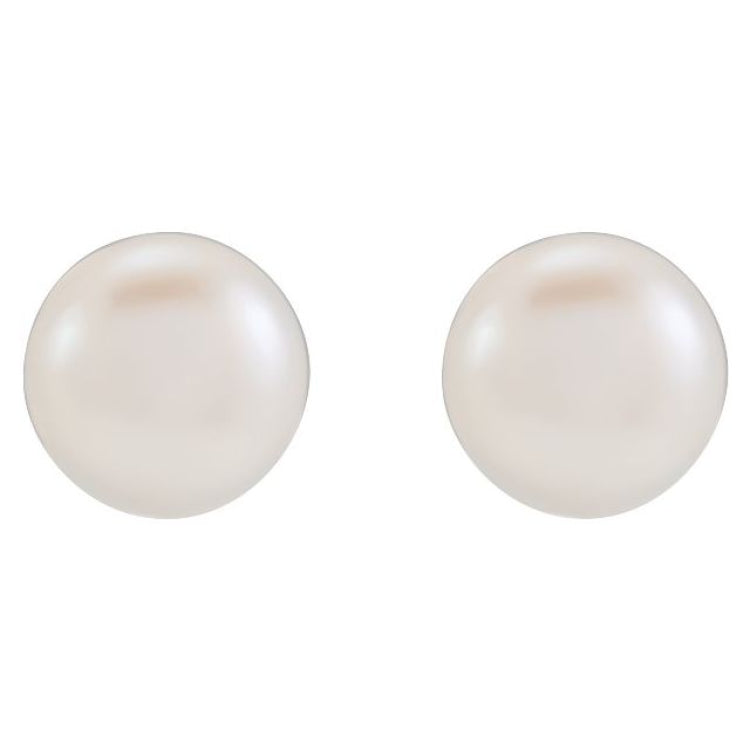 14K Yellow Gold 3.5-4 mm Cultured White Freshwater Button Pearl Earrings