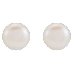 14K Yellow Gold 3.5-4 mm Cultured White Freshwater Button Pearl Earrings