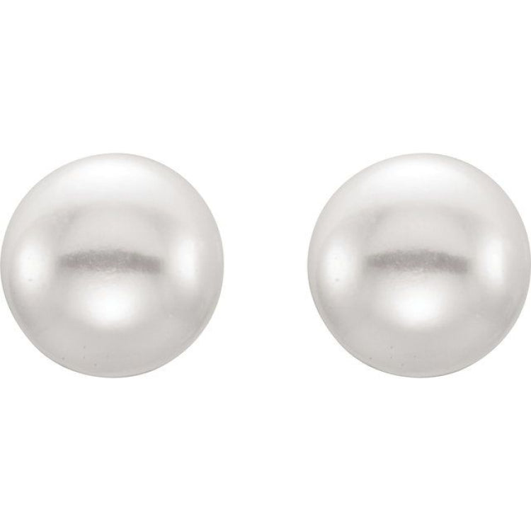 Sterling Silver 4-4.5 mm Cultured White Freshwater Button Pearl Earrings