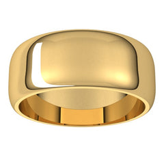 14K Yellow Gold 8 mm Half Round Band Size 8