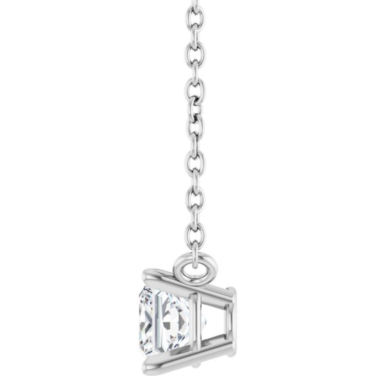14K White Gold 3/8 CT Lab-Grown Diamond Solitaire 18 " Necklace