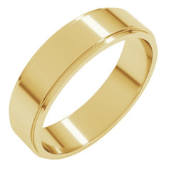 14K Yellow Gold 5 mm Stepped-Edge Flat Band Size 8