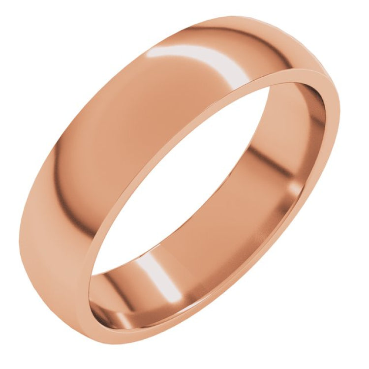 14K Rose Gold 5 mm Lightweight Comfort-Fit Half Round Band Size 7