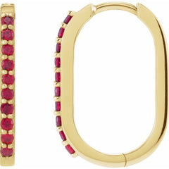 14K Yellow Gold Lab-Grown Ruby 20 mm Hoop Earrings