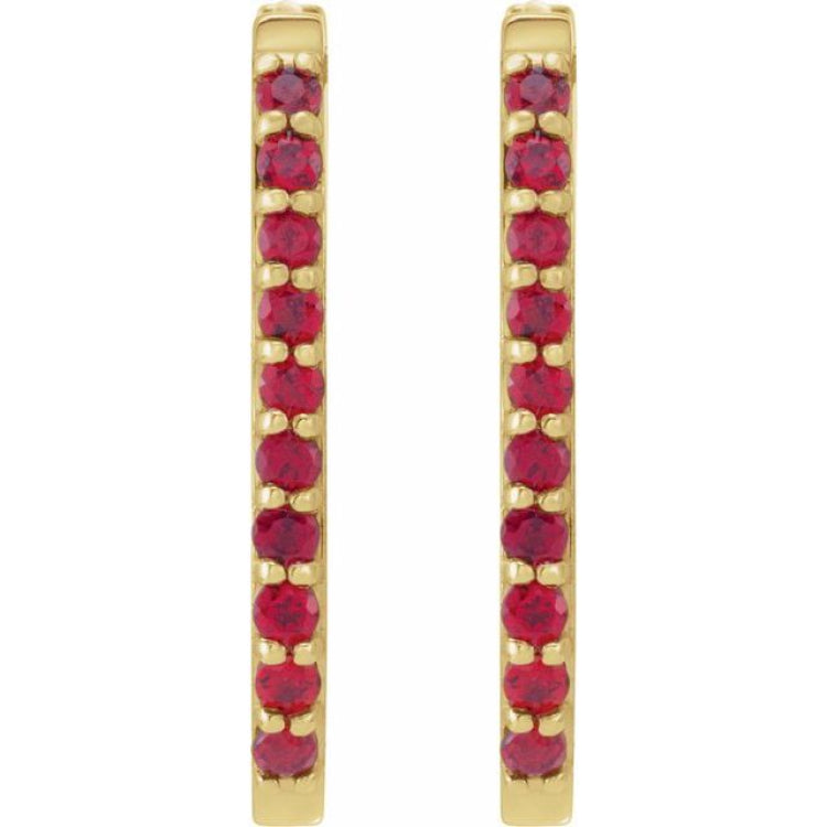 14K Yellow Gold Lab-Grown Ruby 20 mm Hoop Earrings
