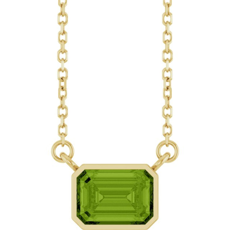 14K Yellow Gold Natural Peridot 18" Necklace