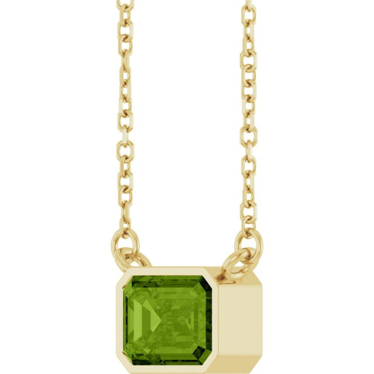 14K Yellow Gold Natural Peridot 18" Necklace