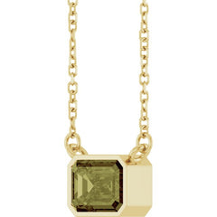 14K Yellow Gold Lab-Grown Green Sapphire 18" Necklace