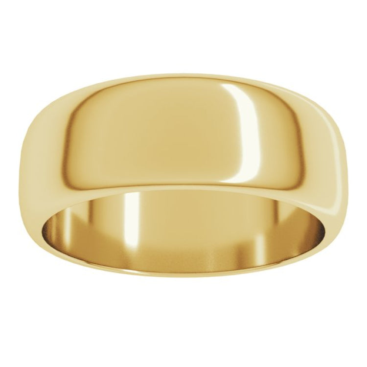 14K Yellow Gold 7 mm Half Round Band Size 10