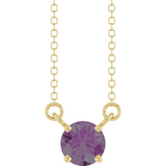 14K Yellow Gold Lab-Grown Alexandrite Solitaire 18" Necklace