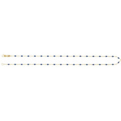 14K Yellow Gold-Filled 1.6 mm Blue Enamel Bead Paperclip-Style 20" Chain