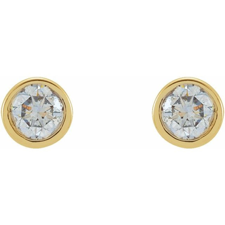 14K Yellow Gold 1 CTW Lab-Grown Diamond Micro Bezel-Set Earrings