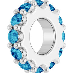 14K White Gold Natural Blue Zircon Spacer Charm/Pendant