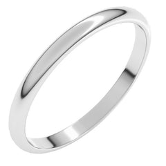 14K White Gold 2 mm Lightweight Half Round Band Size 4.5