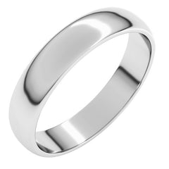 14K White Gold 4 mm Lightweight Half Round Band Size 8
