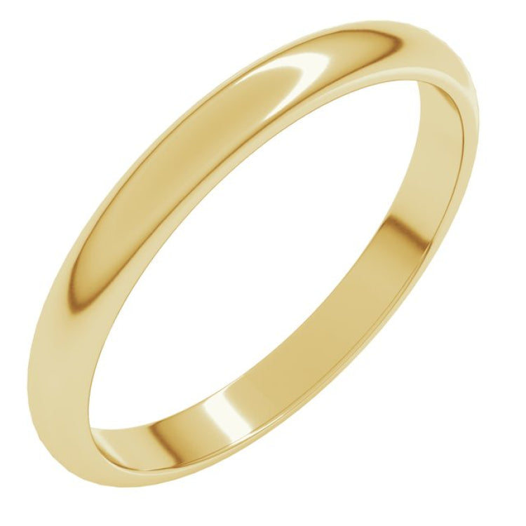 14K Yellow Gold 2.5 mm Half Round Band Size 6.5