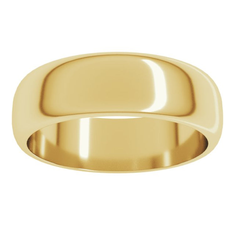 10K Yellow Gold 6 mm Half Round Band Size 8.5