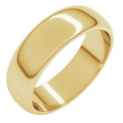 14K Yellow Gold 6 mm Half Round Band Size 9.5
