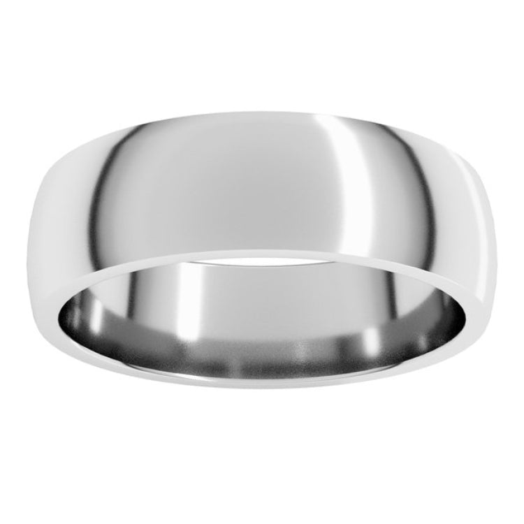 14K White Gold 6 mm Lightweight Comfort-Fit Half Round Band Size 9