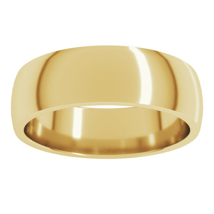 10K Yellow Gold 6 mm Lightweight Comfort-Fit Half Round Band Size 8