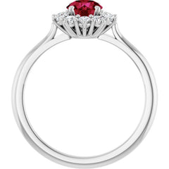 14K White Gold Lab-Grown Ruby & 1/4 CTW Lab-Grown Diamond Halo-Style Ring