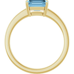 14K Yellow Gold Natural Sky Blue Topaz Solitaire Ring