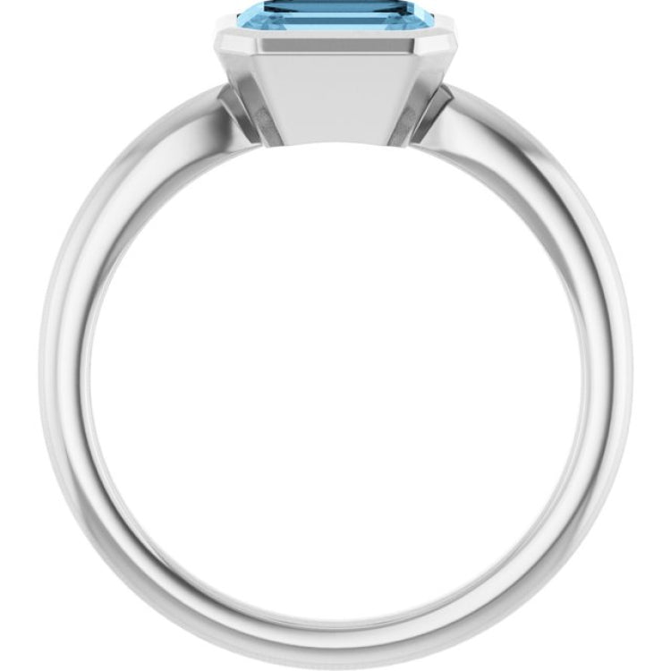 Sterling Silver Natural Sky Blue Topaz Solitaire Ring