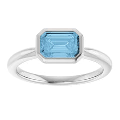 Sterling Silver Natural Sky Blue Topaz Solitaire Ring