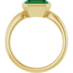 14K Yellow Gold Lab-Grown Emerald Solitaire Solitaire Ring