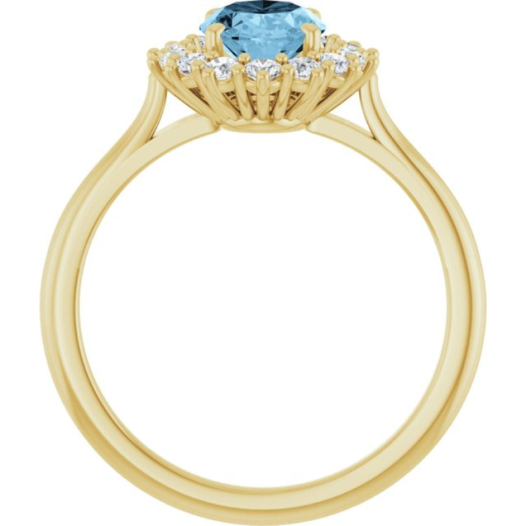 14K Yellow Gold Natural Sky Blue Topaz  & 1/3 CTW Lab-Grown Diamond Ring