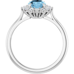 14K White Gold Natural Sky Blue Topaz  & 1/3 CTW Lab-Grown Diamond Ring