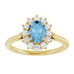 14K Yellow Gold Natural Sky Blue Topaz  & 1/3 CTW Lab-Grown Diamond Ring