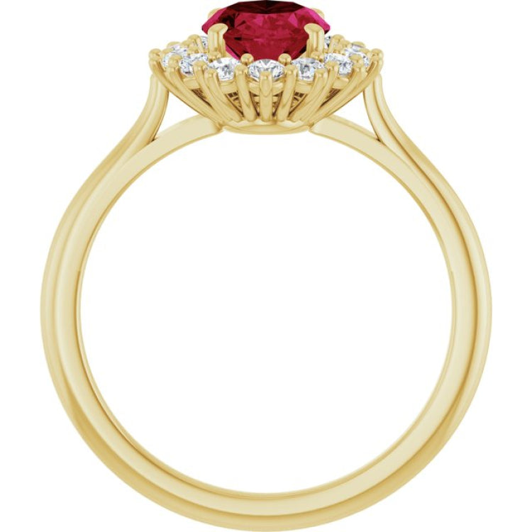 14K Yellow Gold Lab-Grown Ruby  & 1/3 CTW Lab-Grown Diamond Ring