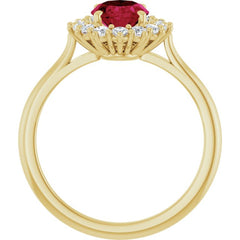 14K Yellow Gold Lab-Grown Ruby  & 1/3 CTW Lab-Grown Diamond Ring