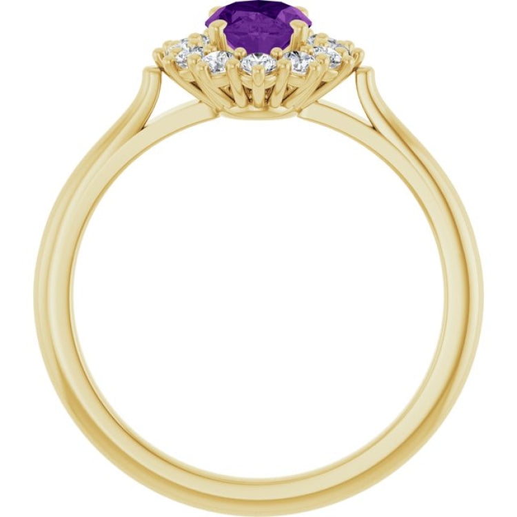 14K Yellow Gold Natural Amethyst & 1/3 CTW Lab-Grown Diamond Ring